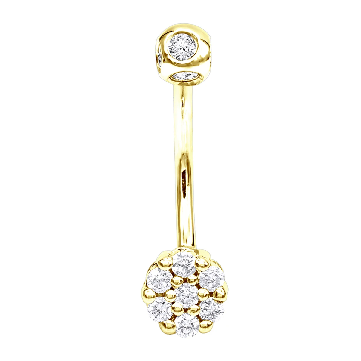 14K White Gold Belly Button Ring With Diamonds 0.5ct 2 14K White Gold Belly Button Ring With Diamonds 0.5ct - Image 2