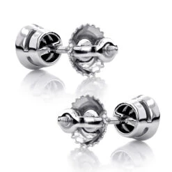 14K White Gold Black Diamond Stud Earrings Bezel Set 0.75ct -Borcely Jewelry Sales 14k gold black diamond stud earrings bezel set 075ct p 6046 backwh