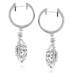 14K White Gold Blue Sapphire And White Diamond Drop Earrings For Women 2 Carats 9 14K White Gold Blue Sapphire And White Diamond Drop Earrings For Women 2 Carats -Borcely Jewelry Sales 14k gold blue sapphire and white diamond drop earrings for women 2 carats backwh