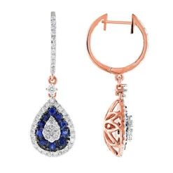 14K White Gold Blue Sapphire And White Diamond Drop Earrings For Women 2 Carats 8 14K White Gold Blue Sapphire And White Diamond Drop Earrings For Women 2 Carats -Borcely Jewelry Sales 14k gold blue sapphire and white diamond drop earrings for women 2 carats ro