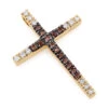 14K Yellow Gold White And Brown Diamond Cross Pendant 0.86ct
