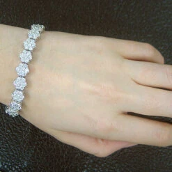 14K White Gold Cluster Designer Diamond Bracelet 15.40ct -Borcely Jewelry Sales 14k gold cluster designer diamond bracelet 1540ct p 5988bod