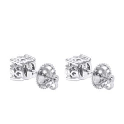 14K White Gold Cluster Diamond Stud Earrings 0.35ct By Luxurman -Borcely Jewelry Sales 14k gold cluster diamond stud earrings 035ct by luxurman backwh