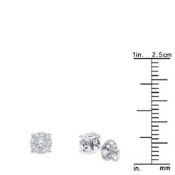 14K White Gold Cluster Diamond Stud Earrings 0.35ct By Luxurman -Borcely Jewelry Sales 14k gold cluster diamond stud earrings 035ct by luxurman rulerwh