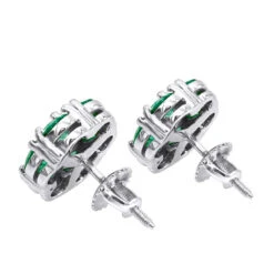 14K White Gold Cluster Emerald Stud Earrings 4ct -Borcely Jewelry Sales 14k gold cluster emerald stud earrings 400ct p 5963 backwh