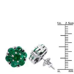 14K White Gold Cluster Emerald Stud Earrings 4ct -Borcely Jewelry Sales 14k gold cluster emerald stud earrings 400ct p 5963 rulerwh