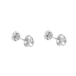 14K White Gold Cluster Flower Diamond Stud Earrings For Women 0.25ct By Luxurman -Borcely Jewelry Sales 14k gold cluster flower diamond stud earrings for women 025ct by luxurman backwh