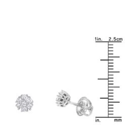 14K White Gold Cluster Flower Diamond Stud Earrings For Women 0.25ct By Luxurman -Borcely Jewelry Sales 14k gold cluster flower diamond stud earrings for women 025ct by luxurman rulerwh