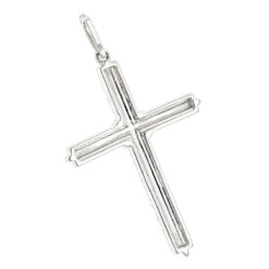 14K White Gold Designer Diamond Cross Pendant 0.42ct -Borcely Jewelry Sales 14k gold designer diamond cross pendant 042ct p 6554 backwh