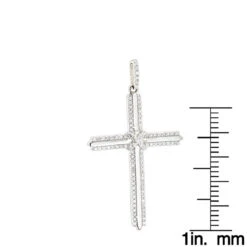 14K White Gold Designer Diamond Cross Pendant 0.42ct -Borcely Jewelry Sales 14k gold designer diamond cross pendant 042ct p 6554 rulerwh