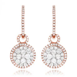 14K Yellow Gold Designer Diamond Earrings 2.04ct Clusters -Borcely Jewelry Sales 14k gold designer diamond earrings 204ct clusters ro