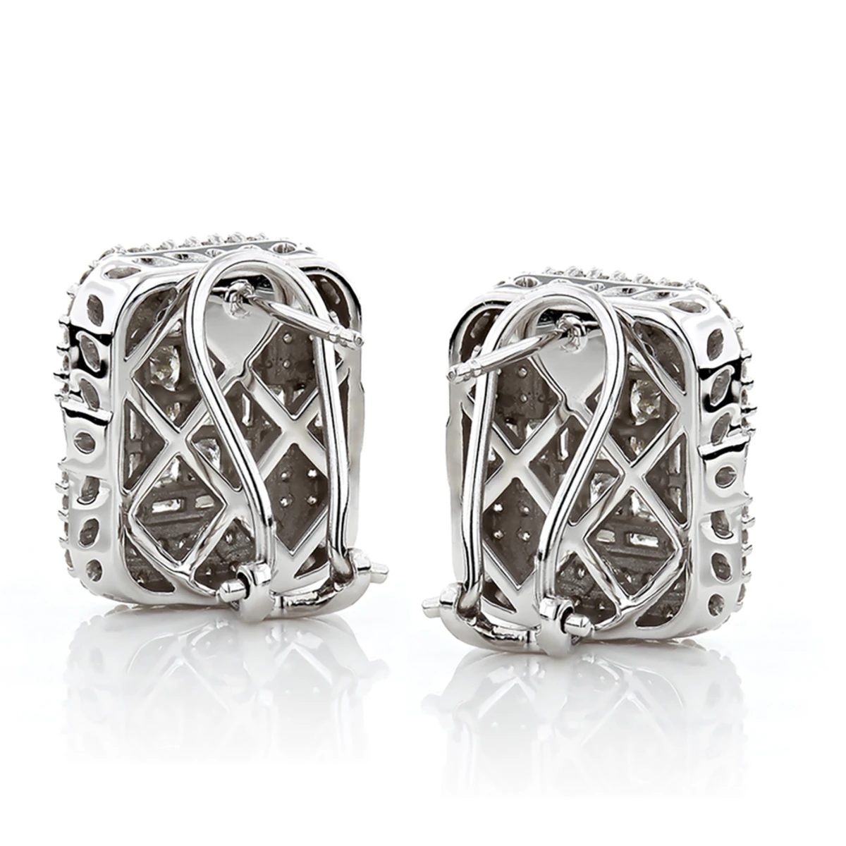 14K White Gold Designer Diamond Earrings Multi-Tier 2.48ct 4 14K White Gold Designer Diamond Earrings Multi-Tier 2.48ct - Image 4