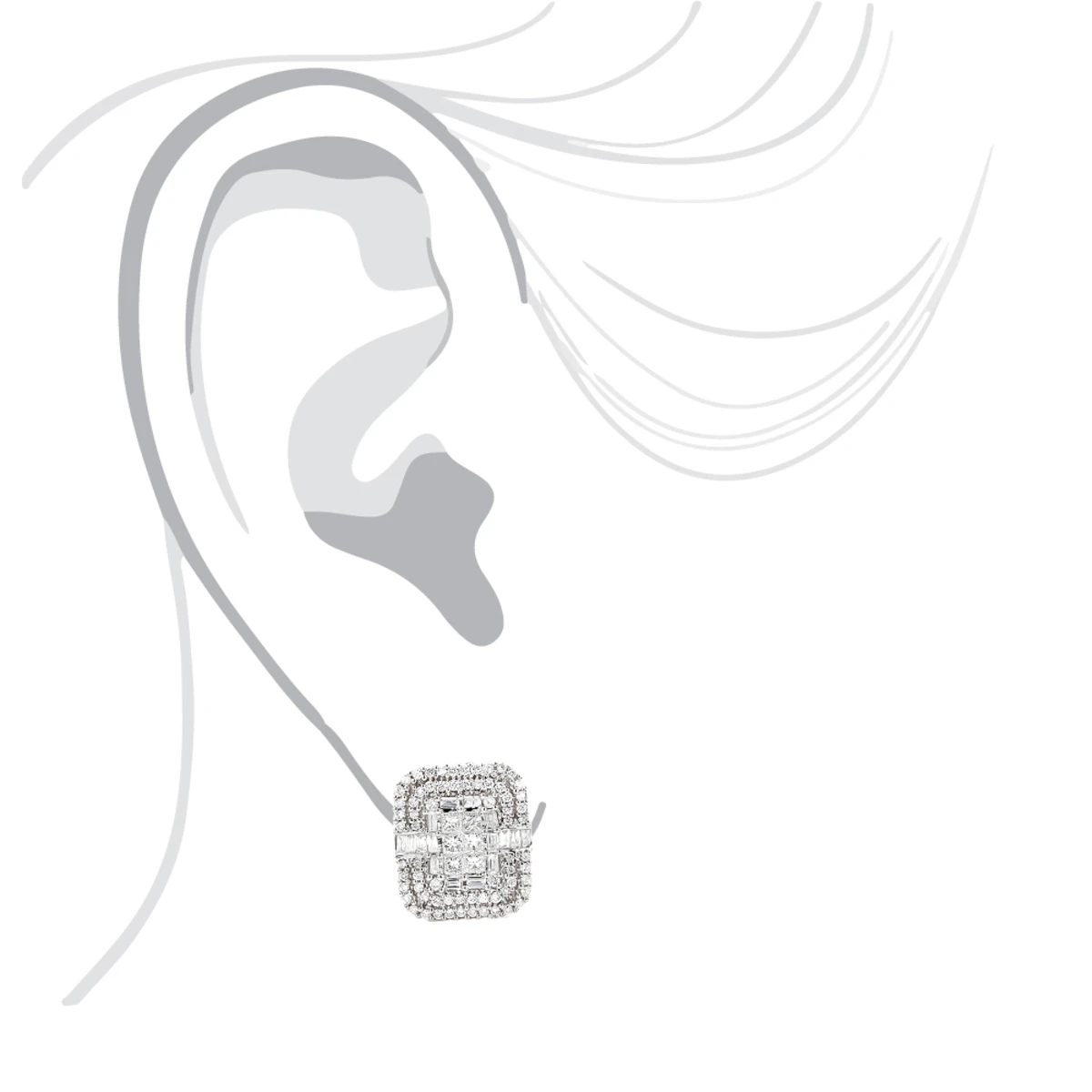 14K White Gold Designer Diamond Earrings Multi-Tier 2.48ct 5 14K White Gold Designer Diamond Earrings Multi-Tier 2.48ct - Image 5