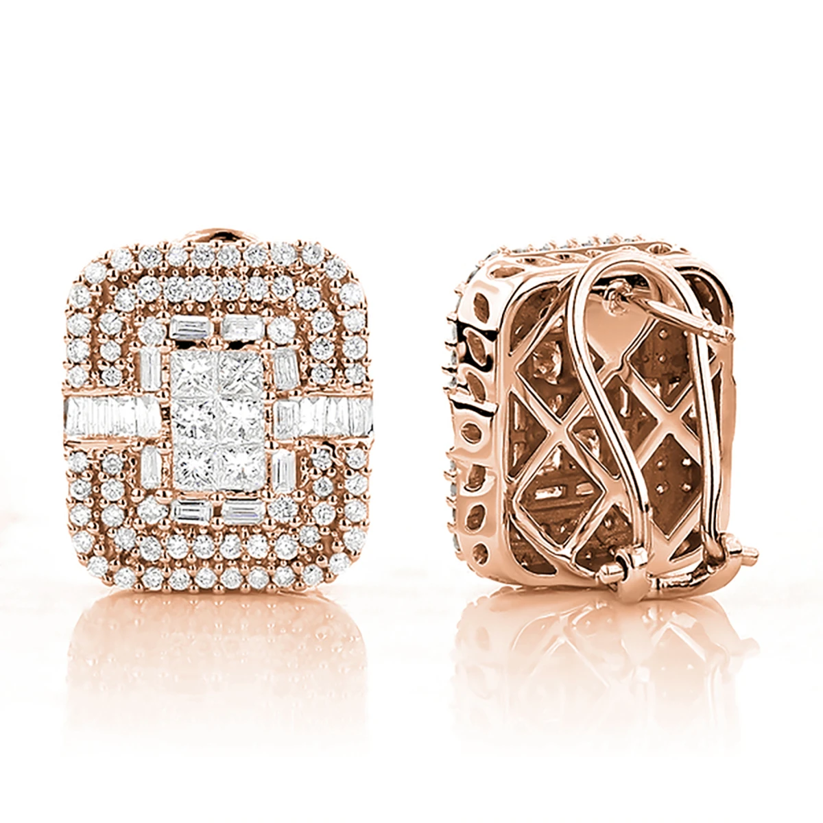 14K White Gold Designer Diamond Earrings Multi-Tier 2.48ct 3 14K White Gold Designer Diamond Earrings Multi-Tier 2.48ct - Image 3