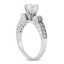 14K White Gold Designer Diamond Engagement Ring 0.73ct -Borcely Jewelry Sales 14k gold designer diamond engagement ring 073ct p 27043 back white 20220426
