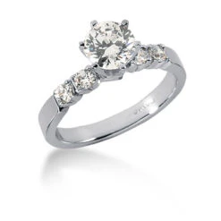 14K White Gold Prong Set Diamond Engagement Ring 0.78ct