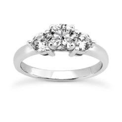14K White Gold 3 Stone Diamond Engagement Ring 0.80ct