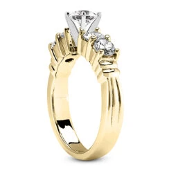 14K White Gold 5 Stone Round Diamond Engagement Ring 0.90ct 10 14K White Gold 5 Stone Round Diamond Engagement Ring 0.90ct -Borcely Jewelry Sales 14k gold designer diamond engagement ring 090ct p 26887 back yellow 20220426