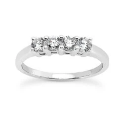 14K White Gold 4 Stone Diamond Engagement Ring Band 0.40ct