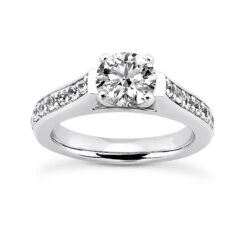 14K White Gold Designer Diamond Engagement Ring Set 1.07ct 18 14K White Gold Designer Diamond Engagement Ring Set 1.07ct -Borcely Jewelry Sales 14k gold designer diamond engagement ring set 107ct p 26394 back white 20220426
