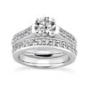 14K White Gold Designer Diamond Engagement Ring Set 1.07ct