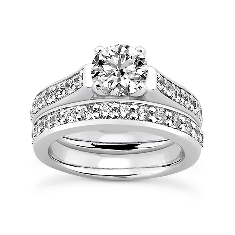 14K White Gold Designer Diamond Engagement Ring Set 1.07ct 1 14K White Gold Designer Diamond Engagement Ring Set 1.07ct