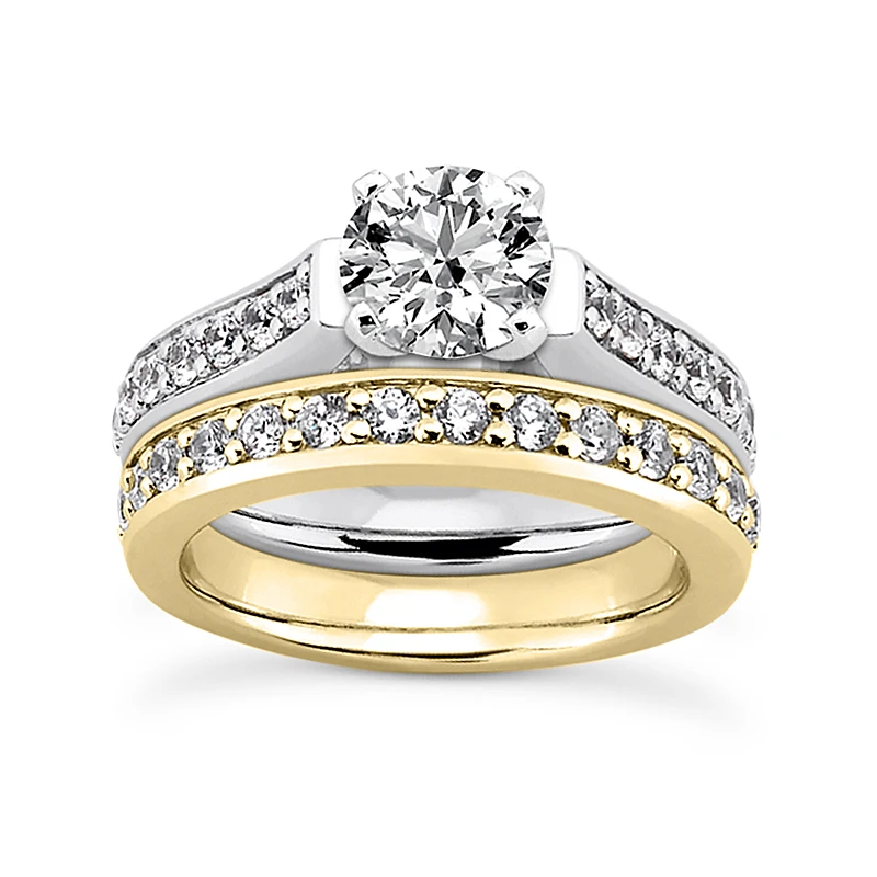 14K White Gold Designer Diamond Engagement Ring Set 1.07ct 2 14K White Gold Designer Diamond Engagement Ring Set 1.07ct - Image 2