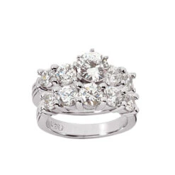 14K White Gold Designer Diamond Engagement Ring Set 3.05ct