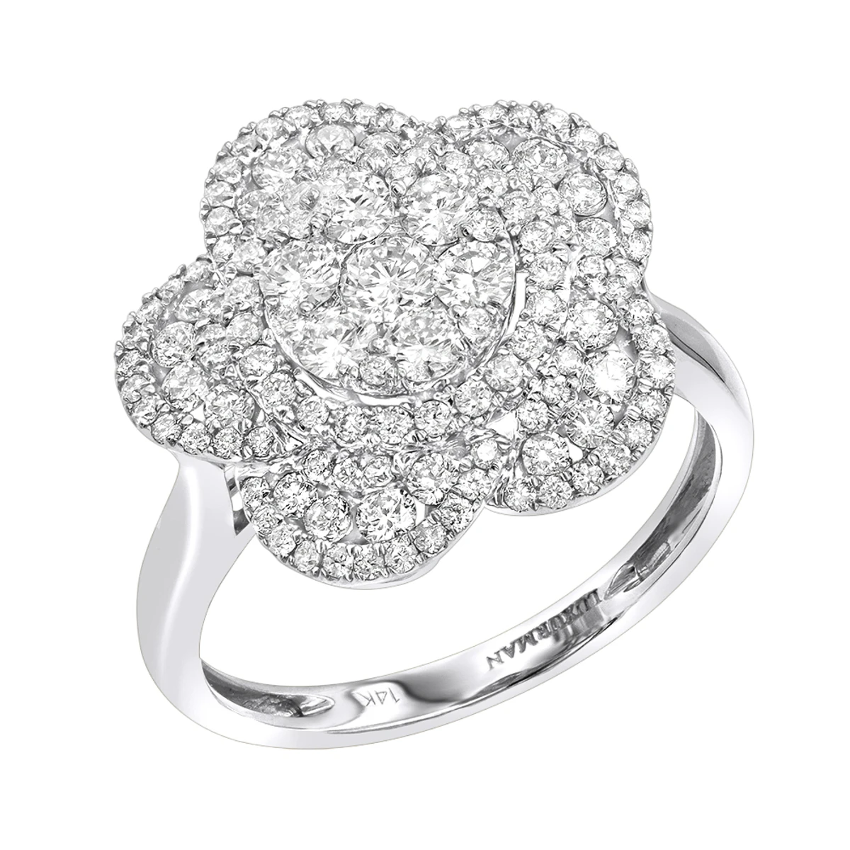 14K Rose Gold Designer Diamond Flower Ladies Cocktail Ring 1.5ct By Luxurman 2 14K Rose Gold Designer Diamond Flower Ladies Cocktail Ring 1.5ct By Luxurman - Image 2