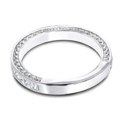 14K White Gold Designer Diamond Wedding Band For Women Princess Cut Diamonds 0.7ct -Borcely Jewelry Sales 14k gold designer diamond wedding band for women princess cut diamonds 07ct backwh