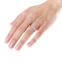 14K White Gold Designer Diamond Wedding Band For Women Princess Cut Diamonds 0.7ct -Borcely Jewelry Sales 14k gold designer diamond wedding band for women princess cut diamonds 07ct bodwh