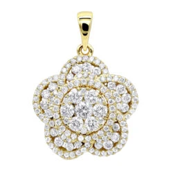 14K Rose Gold Designer Ladies Diamond Flower Pendant 1.25ct By Luxurman -Borcely Jewelry Sales 14k gold designer ladies diamond flower pendant 125ct by luxurman ye