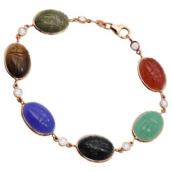 14K White Gold Diamond And Multi Color Scarab Bracelet 0.72ct -Borcely Jewelry Sales 14k gold diamond and multi color scarab bracelet 072ct p 6254 rose