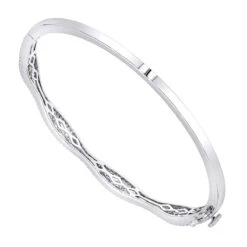 14K White Gold Diamond Bangle Bracelet For Women 1ct By Luxurman -Borcely Jewelry Sales 14k gold diamond bangle bracelet for women 1ct by luxurman backwh