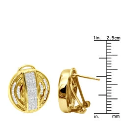 14K Yellow Gold Diamond Circle Earrings 1.27ct -Borcely Jewelry Sales 14k gold diamond circle earrings 127ct p 22297 ruler yellow
