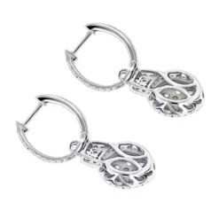 14K White Gold Diamond Circle Earrings 1.95ct -Borcely Jewelry Sales 14k gold diamond circle earrings 195ct backwh