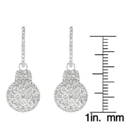 14K White Gold Diamond Circle Earrings 1.95ct -Borcely Jewelry Sales 14k gold diamond circle earrings 195ct ruler