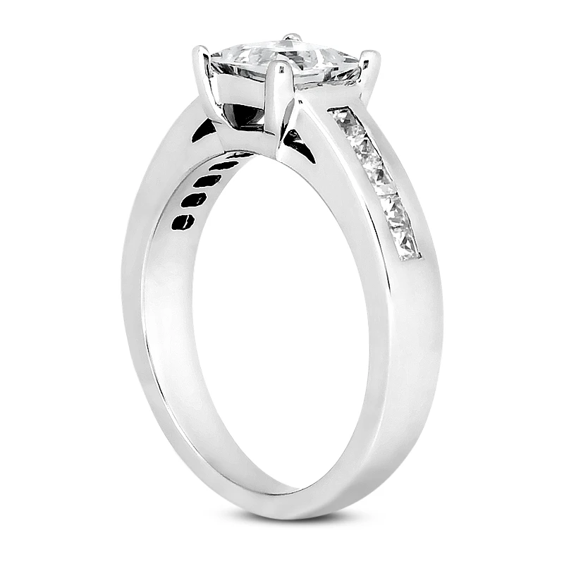 14K White Gold Princess Cut Diamond Designer Engagement Ring 0.80ct 4 14K White Gold Princess Cut Diamond Designer Engagement Ring 0.80ct - Image 4