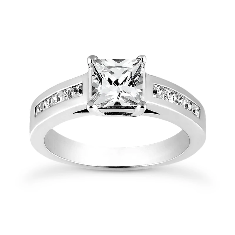 14K White Gold Princess Cut Diamond Designer Engagement Ring 0.80ct 1 14K White Gold Princess Cut Diamond Designer Engagement Ring 0.80ct