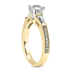14K White Gold Round And Baguette Diamond Designer Engagement Ring 0.88ct 10 14K White Gold Round And Baguette Diamond Designer Engagement Ring 0.88ct -Borcely Jewelry Sales 14k gold diamond designer engagement ring 088ct p 25118 back yellow 20220426