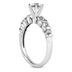 14K White Gold Handmade Round Diamond Designer Engagement Ring 0.90ct -Borcely Jewelry Sales 14k gold diamond designer engagement ring 090ct p 28258 back white 20220426