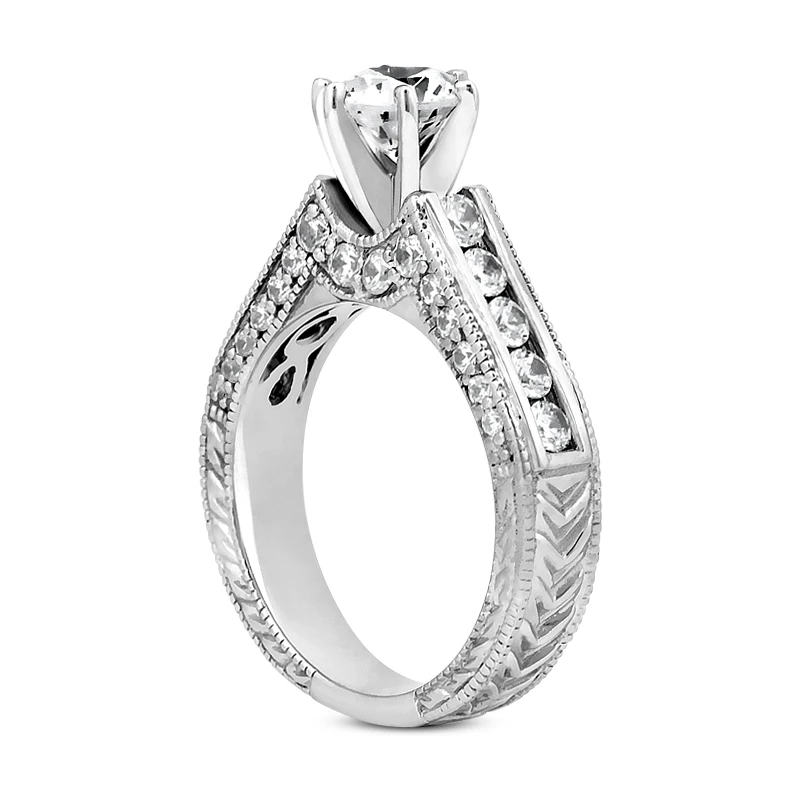14K White Gold Milgrain Diamond Designer Engagement Ring 1.34ct 4 14K White Gold Milgrain Diamond Designer Engagement Ring 1.34ct - Image 4