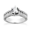 14K White Gold Milgrain Diamond Designer Engagement Ring 1.34ct