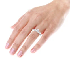 14K White Gold Handmade Princess And Round Diamond Designer Engagement Ring 1ct -Borcely Jewelry Sales 14k gold diamond designer engagement ring 1ct p 28677 bodwh