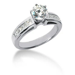 14K White Gold Handmade Diamond Designer Engagement Ring Set 1.60ct