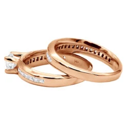 14K White Gold Handmade Diamond Designer Engagement Ring Set 1.76ct -Borcely Jewelry Sales 14k gold diamond designer engagement ring set 176ct p 22448 back rose