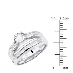 14K White Gold Handmade Diamond Designer Engagement Ring Set 1.76ct -Borcely Jewelry Sales 14k gold diamond designer engagement ring set 176ct p 22448 ruler white 20220217