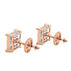 14K Yellow Gold Diamond Earrings Princess Cut Diamonds 0.65ct -Borcely Jewelry Sales 14k gold diamond earrings princess cut diamonds 065ct p 22469 backro