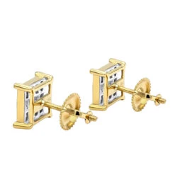 14K Yellow Gold Diamond Earrings Princess Cut Diamonds 0.65ct -Borcely Jewelry Sales 14k gold diamond earrings princess cut diamonds 065ct p 22469 backye