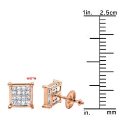 14K Yellow Gold Diamond Earrings Princess Cut Diamonds 0.65ct -Borcely Jewelry Sales 14k gold diamond earrings princess cut diamonds 065ct p 22469 rulerro